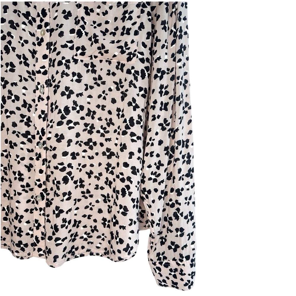 RAILS Anna Rose Floral Cheetah Blouse L Large Pink Black Rayon Button Up Shirt - Picture 5 of 16